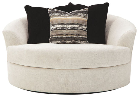 Cambri - Oversized Round Swivel Chair - Snow