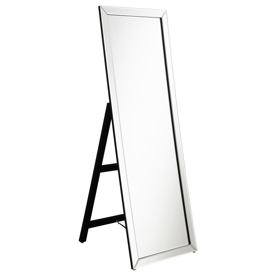 Soline Framed Full Length Standing Floor Mirror with Slim Beveled Silver Frame and Easel Back – Modern Rectangular Cheval Dressing Design