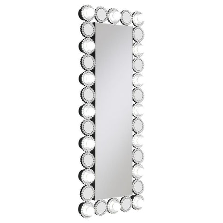 Aghes Wall Mirror with LED Lighting – Silver Hollywood Style Full-Length Accent Mirror with 16 Lights for Glamorous Entryway or Bedroom