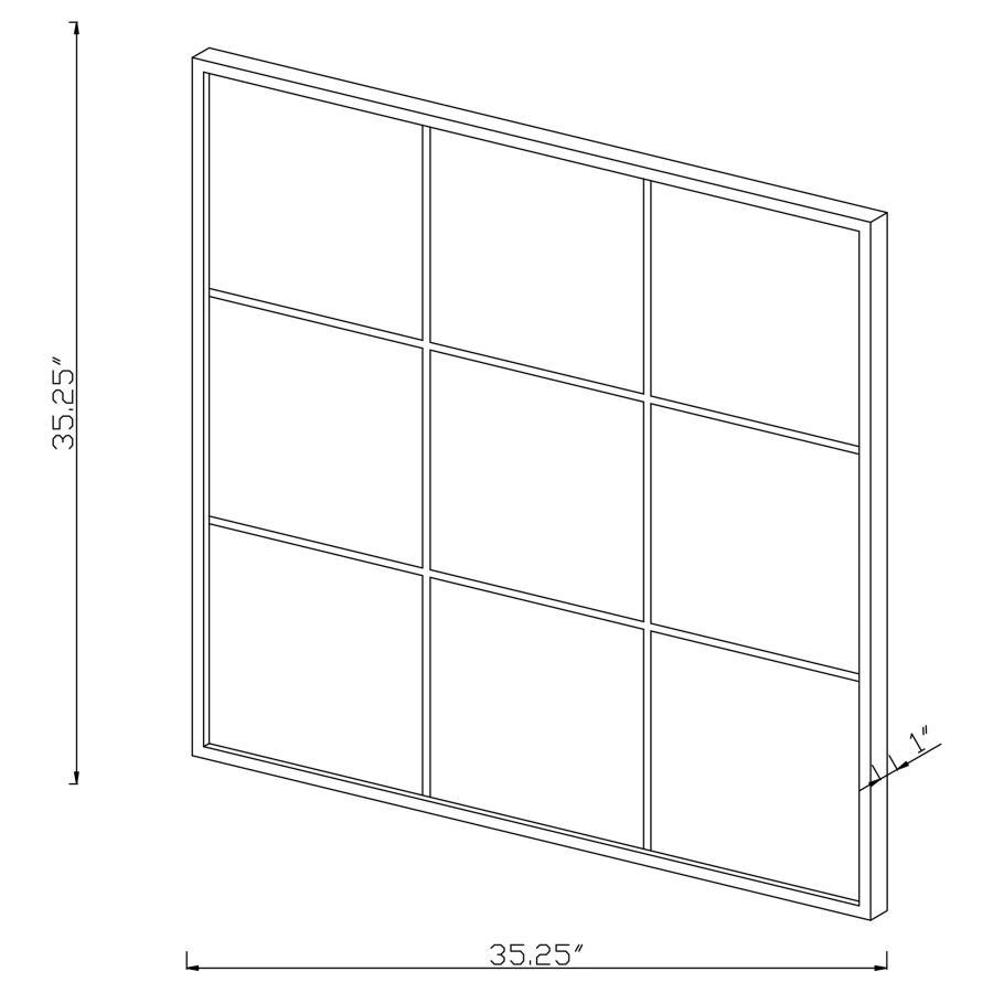 Quetzal Square Window Pane Wall Mirror in Black – French-Inspired Grid Mirror with 9 Panels, Classic Windowpane Design, Decorative Accent for Walls