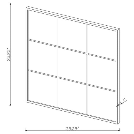 Quetzal Square Window Pane Wall Mirror in Black – French-Inspired Grid Mirror with 9 Panels, Classic Windowpane Design, Decorative Accent for Walls