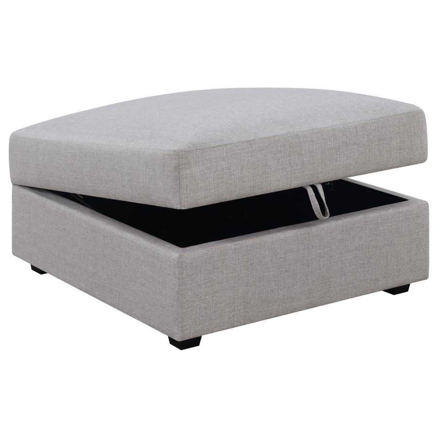Cambria - Square Upholstered Storage Ottoman in Light Gray Fabric with Hidden Storage, Modular Design, Footrest or Seating - 39"W x 39"D x 21"H
