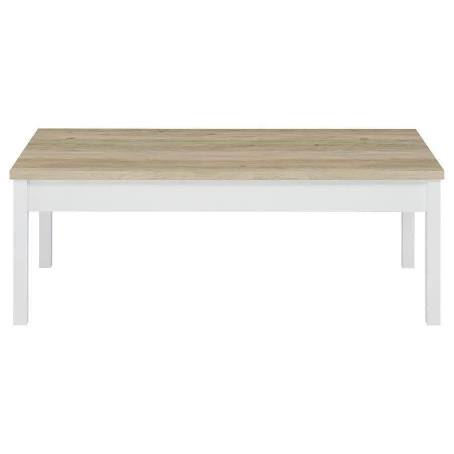 Stacie 3 Piece Coffee Table Set – Distressed Pine & White Farmhouse Style Living Room Furniture with Rectangular Coffee Table and Matching End Tables