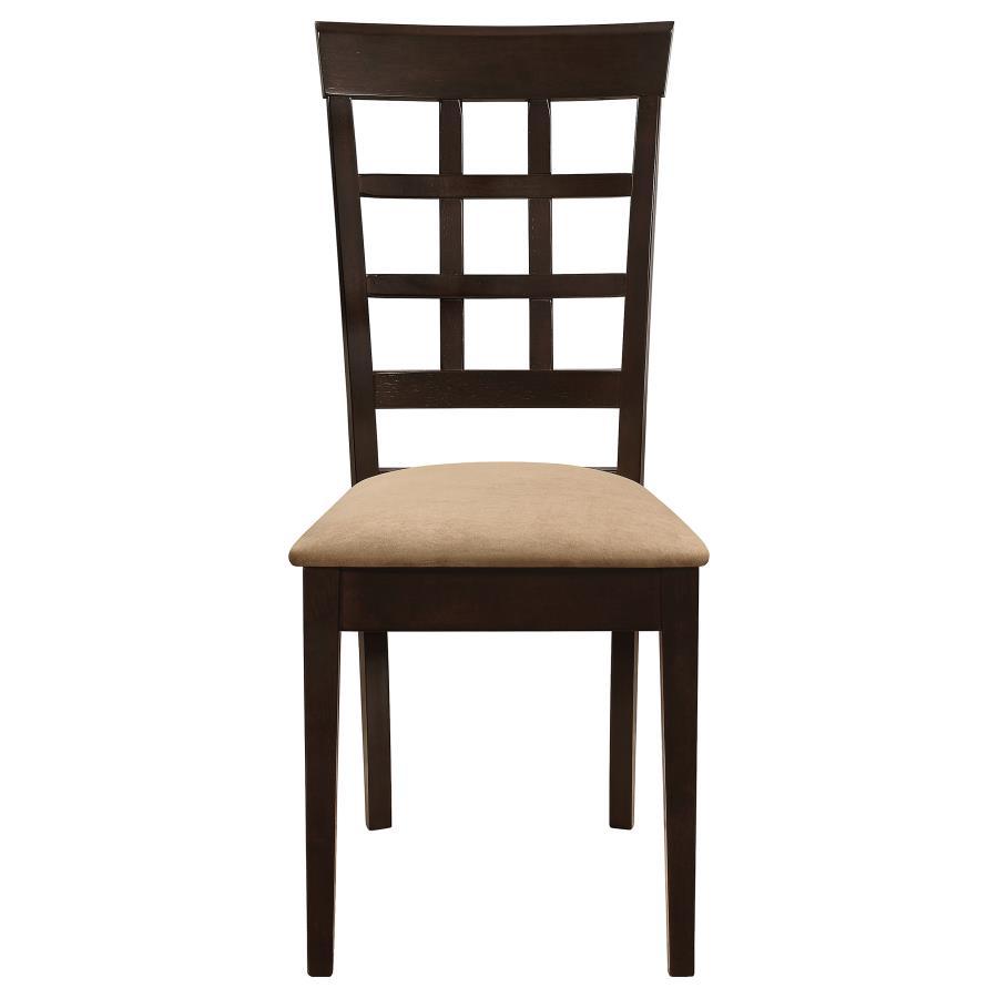 Gabriel Lattice Back Side Chairs – Set of 2 Cappuccino Wooden Dining Chairs with Plush Padded Seats and Stylish Checkered Design for Modern Dining