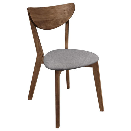 Alfredo Dining Side Chair Set of 2 - Gray Padded Seat, Natural Walnut Wood Frame, Retro 1960s Inspired, Danish Modern Angles, Comfortable Everyday Seating
