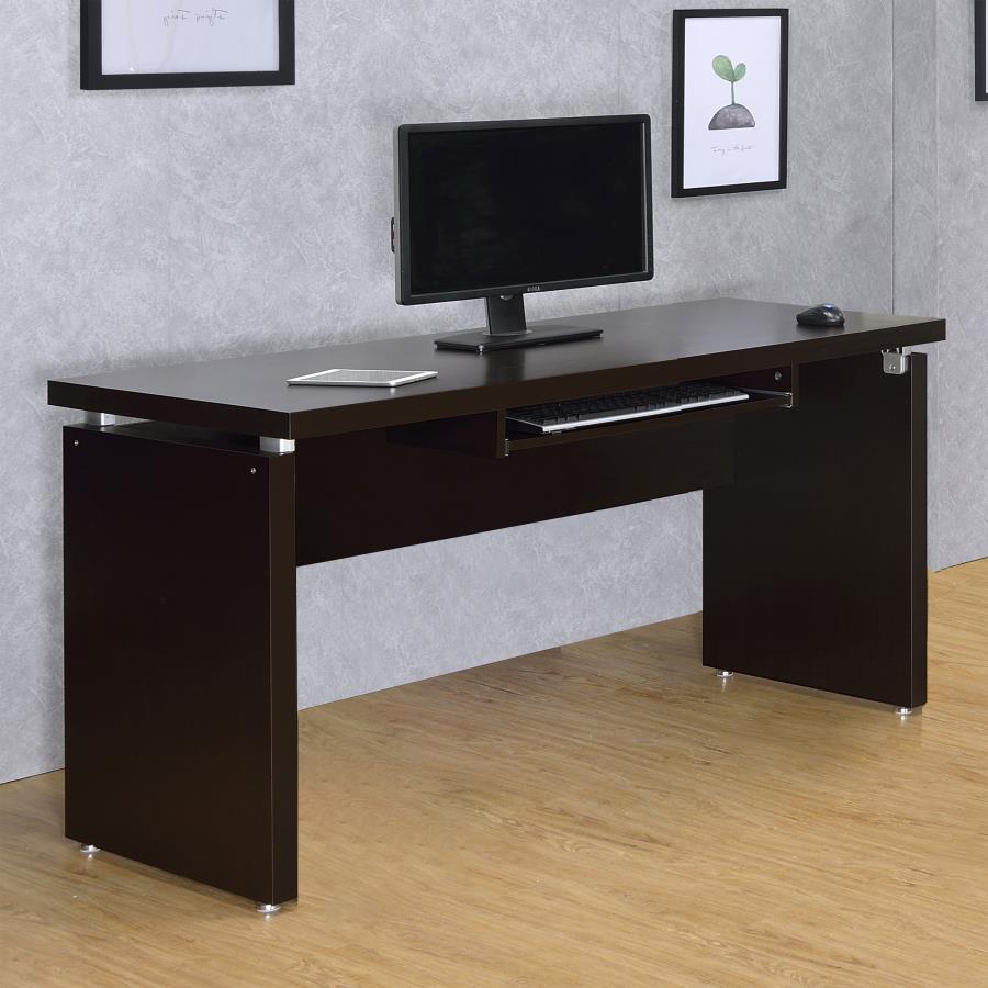 Skylar Computer Desk with Keyboard Drawer – Cappuccino Finish, Modern Home Office Desk, Floating Top Design, Functional Workspace