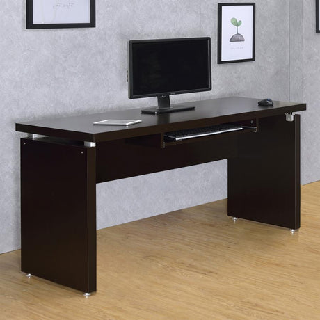 Skylar Computer Desk with Keyboard Drawer – Cappuccino Finish, Modern Home Office Desk, Floating Top Design, Functional Workspace