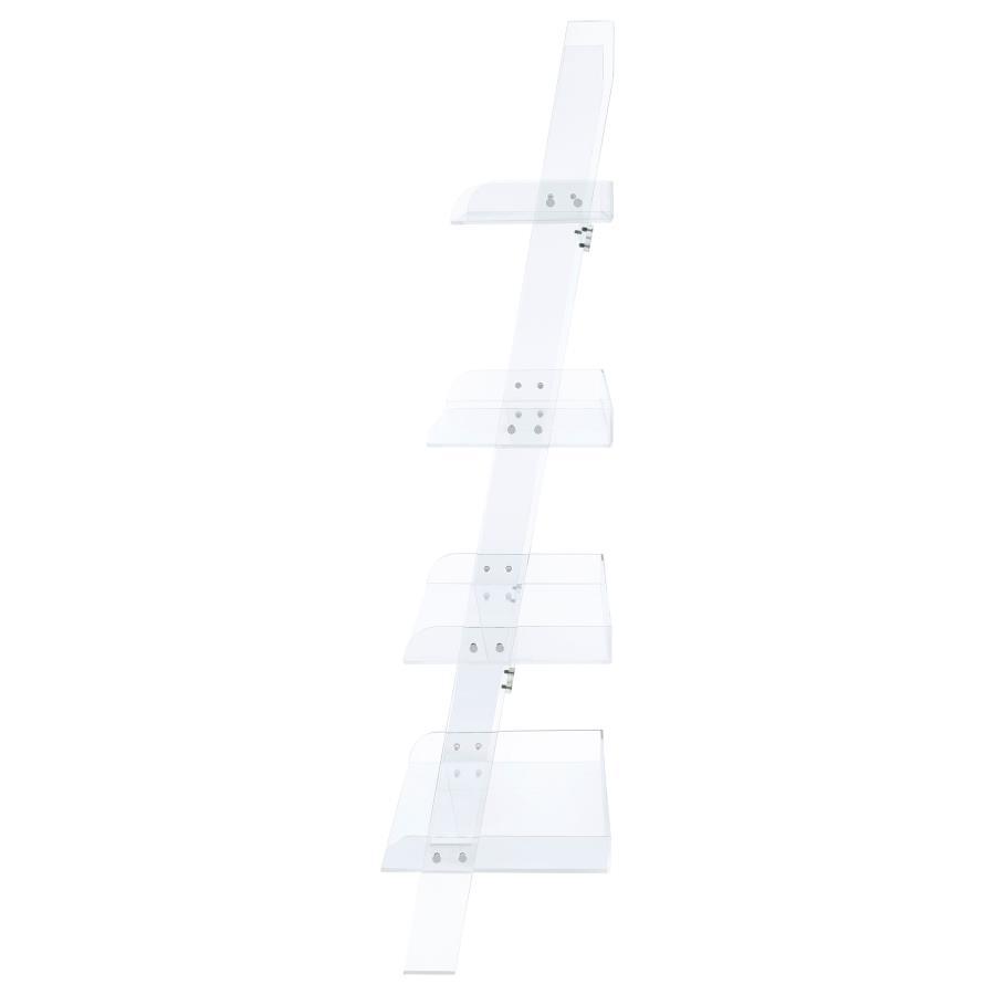 Amaturo - 4-Shelf Acrylic Ladder Bookshelf in Clear – Modern Display Shelf for Books, Décor, Multimedia, and Stylish Home Organization