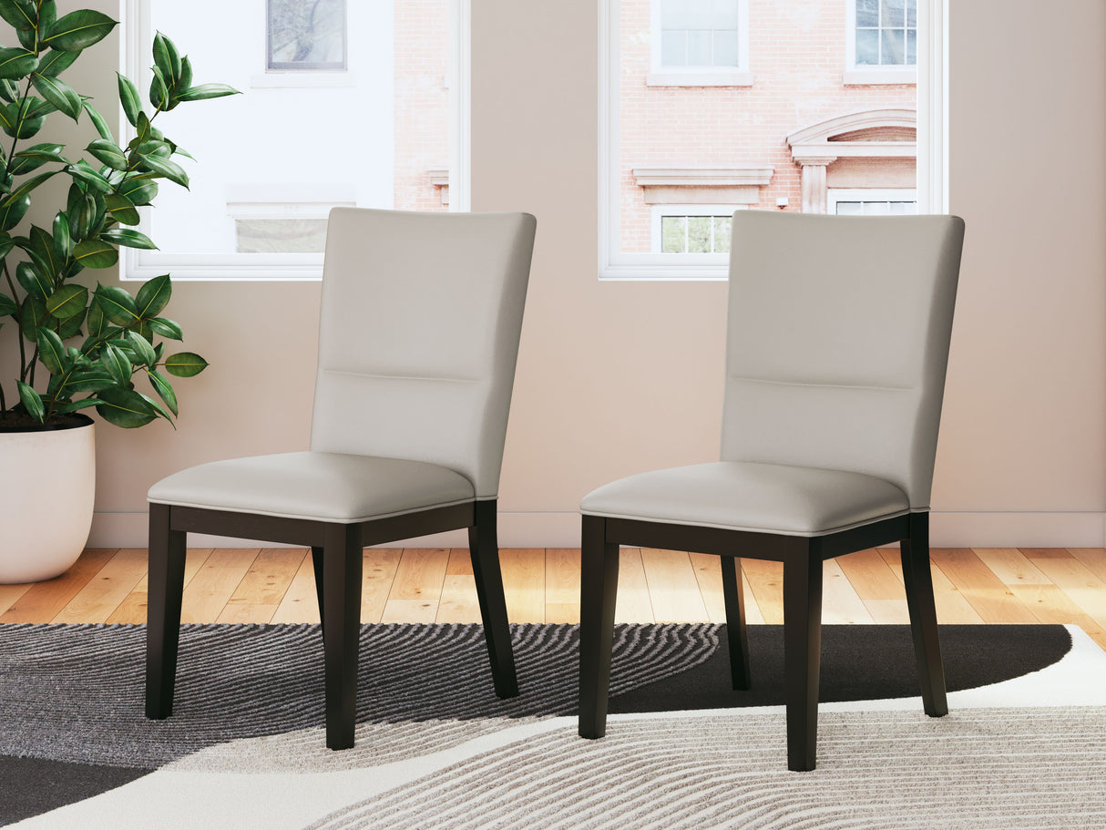 Glinari - Dining Upholstered Side Chair (Set of 2) - Taupe / Black