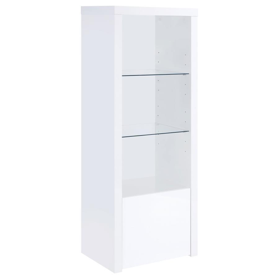 Schmitt Rectangular Coffee Table – White High Gloss Finish, Durable Melamine Surfaces, Modern Living Room Accent with Storage and Display Shelves