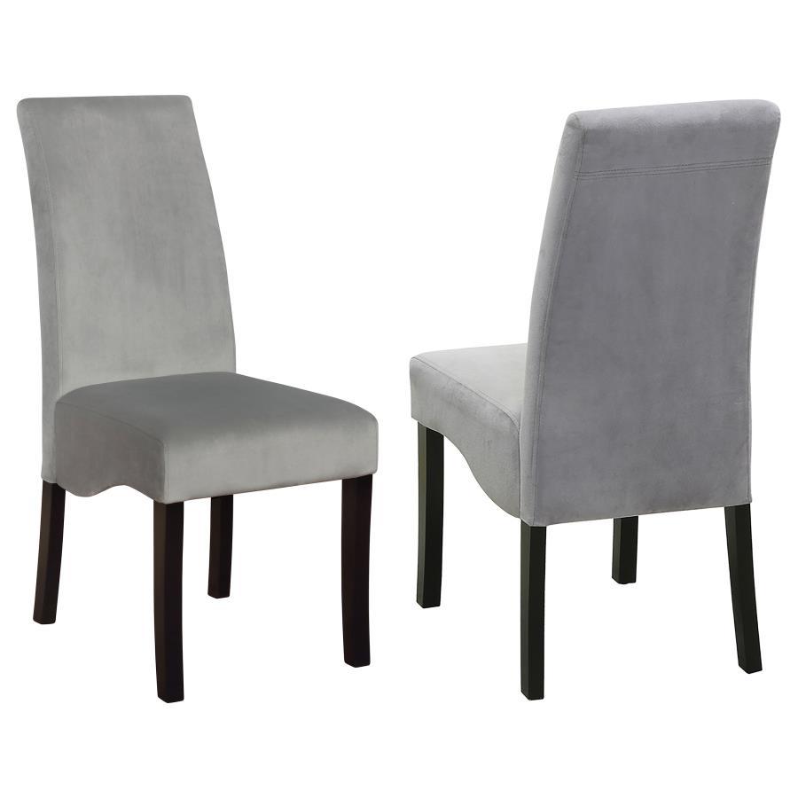 Stanton Upholstered Dining Side Chairs Set of 2 – Gray Fabric Seating, Flared Back, Padded Comfort, Modern Contemporary Wood Frame