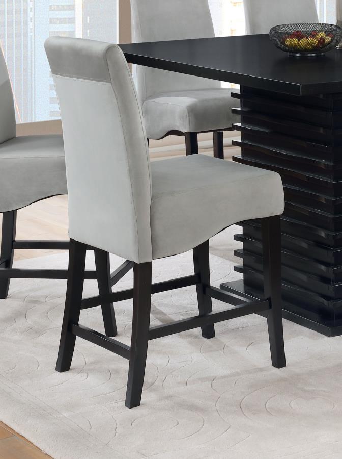 Stanton Upholstered Counter Chairs (Set of 2) - Gray Velvet, Black Rubberwood Frame, Plush Parsons-Style Chairs for Kitchen or Home Bar