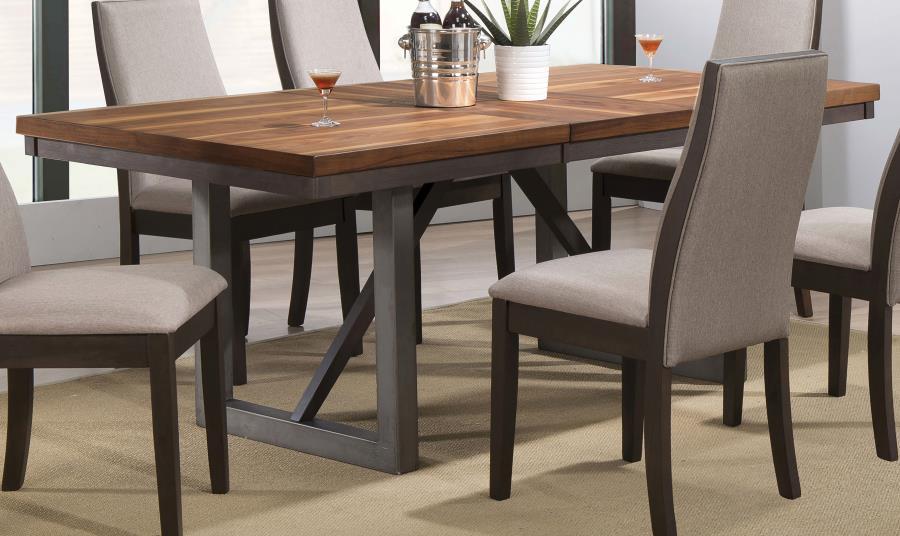 Spring Creek Extension Dining Table in Natural Walnut – Rectangular Wood Table with Leaf for Extra Seating, Classic Style for Casual or Formal Dining