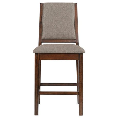 Patterson - Upholstered Counter Chair Set Of 2 With Mango Oak Finish And Beige Seating - Farmhouse Style Counter Height Chairs For Kitchen Or Dining