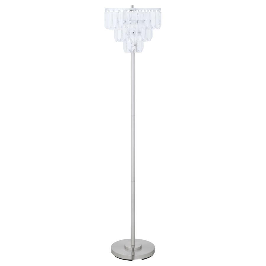 Anya Hanging Crystal Metal Floor Lamp – Chrome Finish, Cascading Crystals, Elegant Ambient Lighting, Statement Accent for Living Rooms & Lounges