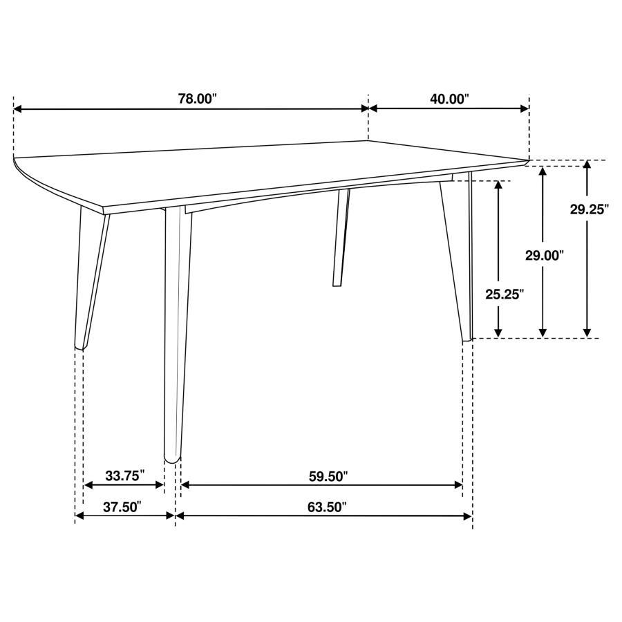 Malone Rectangular Wood Dining Table – Dark Walnut, Mid-Century Modern Design, Walnut Veneer, Angled Legs, Durable Sturdy Construction, Contemporary Dining Table