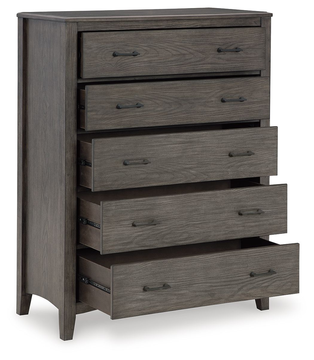 Montillan - Five Drawer Chest - Grayish Brown