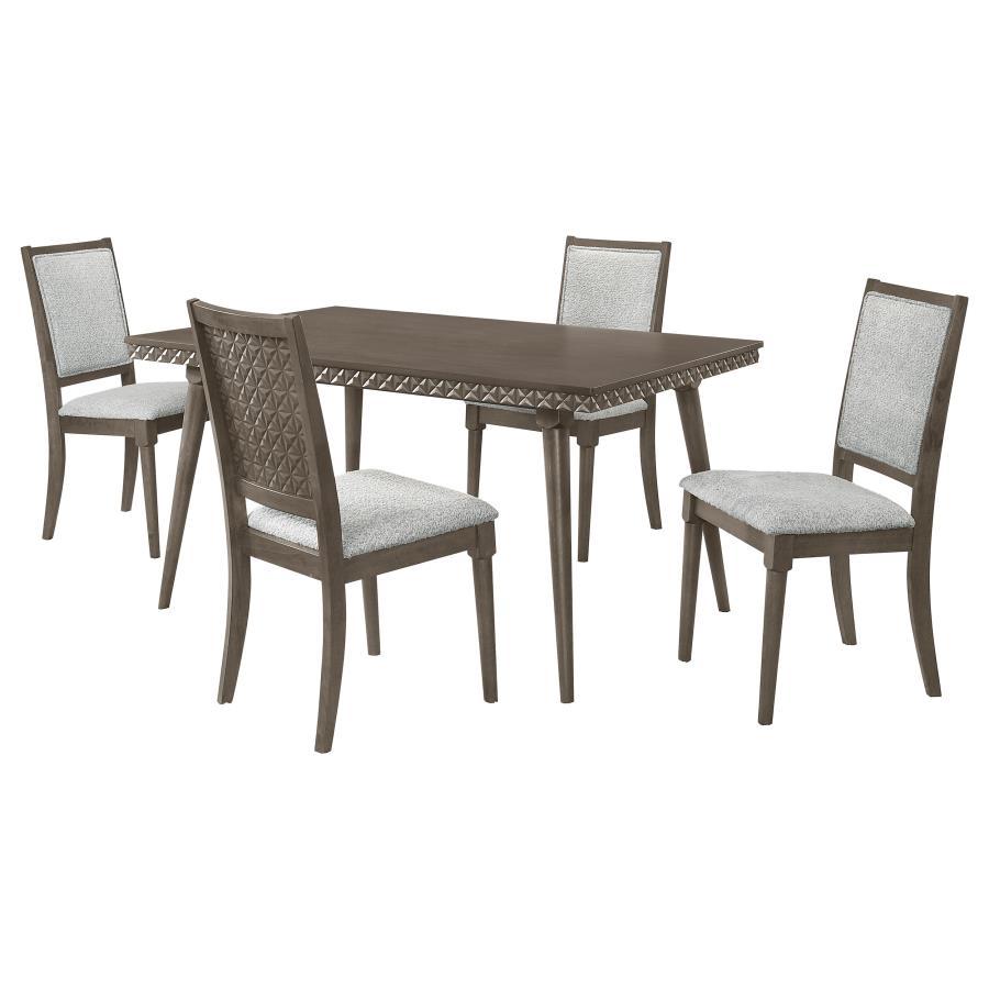 Onslow - 5 Piece Rectangular Dining Set With Upholstered Side Chairs - Dark Brown Dining Table And Chairs For Modern Or Transitional Interiors