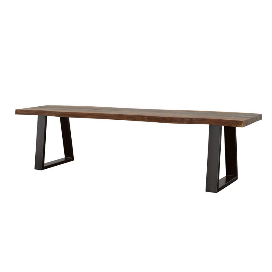 Ditman Live Edge Wood Dining Bench - Gray Sheesham, Solid Sheesham Wood Seat, Black Powder-Coated Metal Base, Backless Modern Industrial Seating