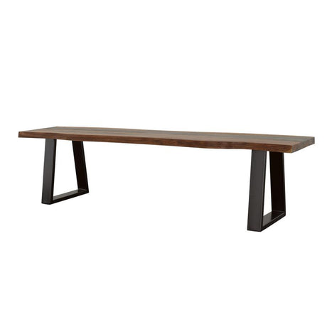 Ditman Live Edge Wood Dining Bench - Gray Sheesham, Solid Sheesham Wood Seat, Black Powder-Coated Metal Base, Backless Modern Industrial Seating