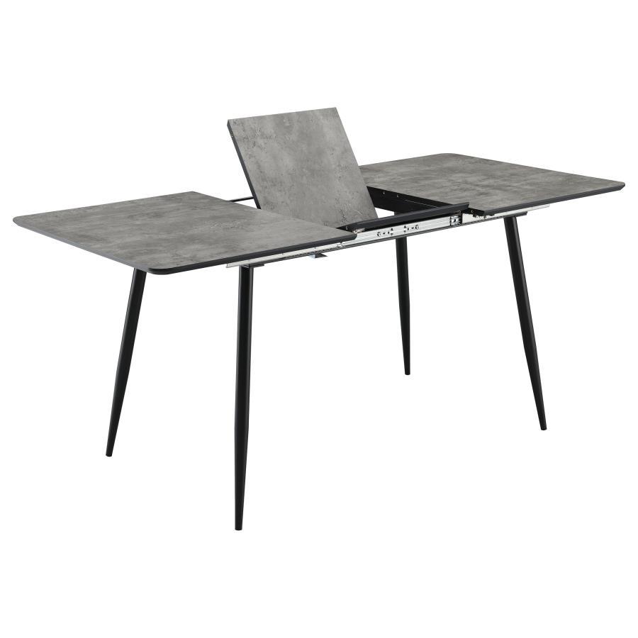 Horizon Butterfly Leaf Extension Dining Table in Gray – Modern Two-Tone Table with HD Melamine Top, Black Powder-Coated Legs & Extendable Butterfly Leaf