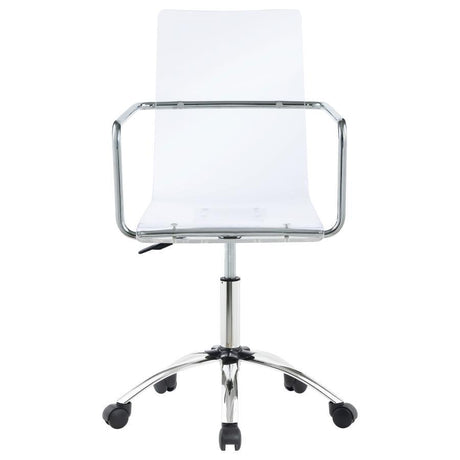 Amaturo Acrylic Adjustable Home Office Desk Chair – Clear Modern Desk Chair with Chromed Metal Base, Swivel Caster Wheels, and Height Adjustment