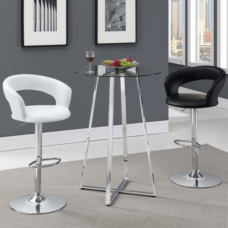Zanella Round Glass Top Bistro Bar Table in Chrome – Modern Compact Table with Tempered Glass Surface, Sleek Tapered Design for Kitchen or Dining