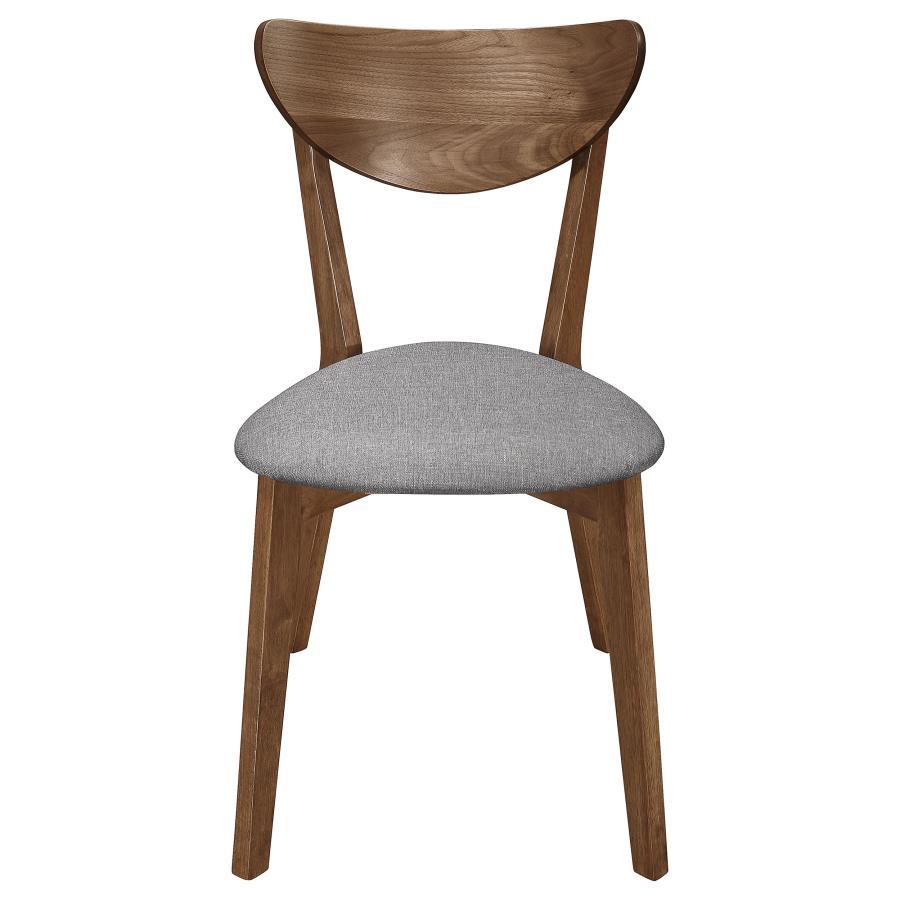 Alfredo Dining Side Chair Set of 2 - Gray Padded Seat, Natural Walnut Wood Frame, Retro 1960s Inspired, Danish Modern Angles, Comfortable Everyday Seating