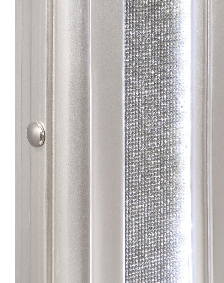 Evangeline Dresser Mirror in Silver Oak – Glam Double-Arched Beveled Mirror with Glittering Panels, Sculpted Frame & Elegant Bedroom Accent