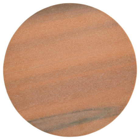 Colima Round Wood Top Accent Side Table in Peach – Mango Wood Base with Gold Metal Frame, Marble-Inspired Surface for Living Room & Entryway