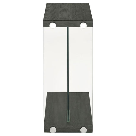 Colby C-Shaped Side Table in Weathered Gray – Engineered Wood and Tempered Glass Accent Table for Living Room, Sofa, Laptop, or End Table