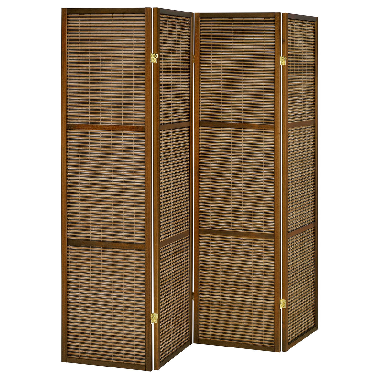 Browning 4-Panel Bamboo Folding Room Divider Screen with FSC Pine Wood Frame in Walnut Finish – Lightweight Shoji Privacy Partition