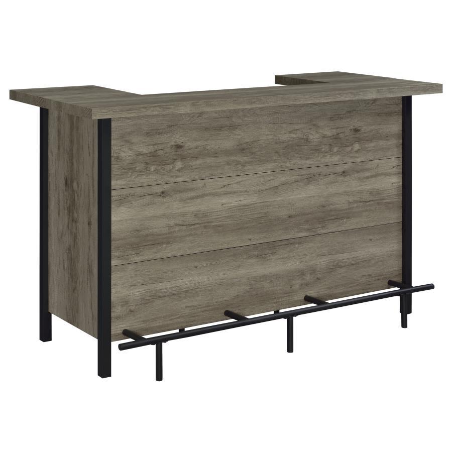 Bellemore Freestanding Home Bar Wine Cabinet in Gray Driftwood – Rustic U-Shape Design with 12-Bottle Storage & Stemware Racks