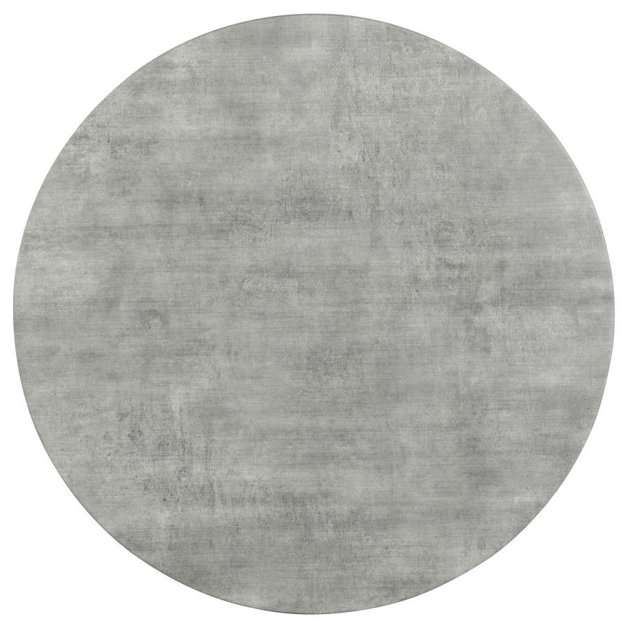 Neil Round Smart Top Dining Table – Industrial Modern Design, Concrete-Look Laminate, Gunmetal Finish, Butterfly Iron Base, Retro-Inspired Dining