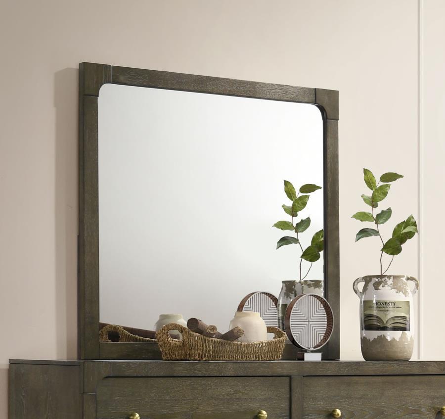 Gran Park Dresser Mirror – Dark Cocoa Finish, Transitional Style with Durable Construction, Elegant Bedroom Accent for Matching Dressers
