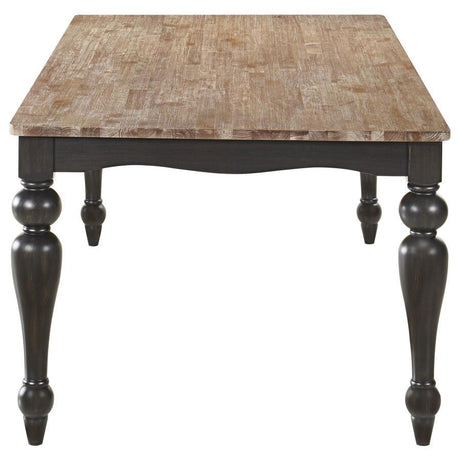 Bridget Rectangular Dining Table in Brown Brushed – Traditional Wooden Table with Turned Legs, Square Edge Top & Distressed Rustic Finish for Dining