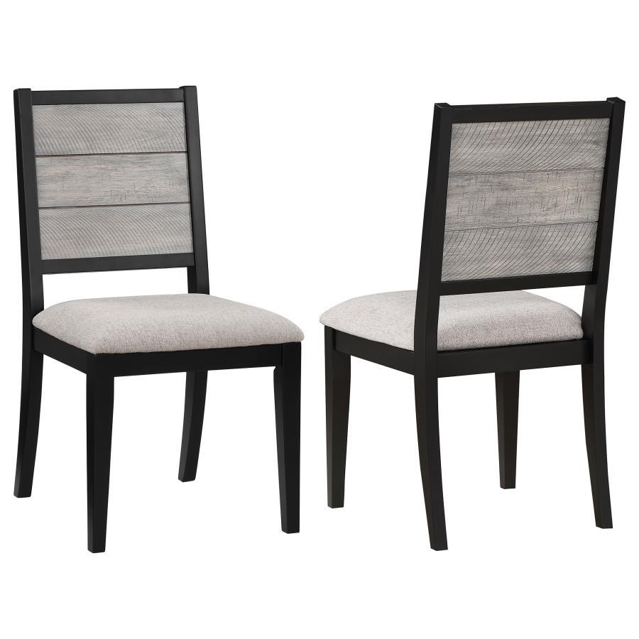 Elodie Wood Dining Side Chairs (Set of 2) - Gray and Black Two-Tone Finish, Cozy Fabric Seat, Durable Plywood Frame, Modern Transitional Style