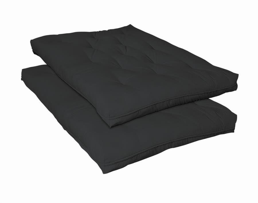 7" Deluxe Futon Pad in Black – Plush, Firm Multi-Layer Cushion with Cotton Batting and Steel Support for Comfortable Sleep and Relaxation