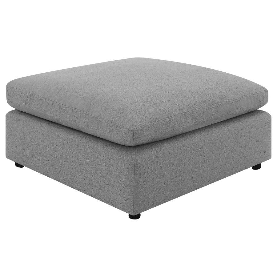 Raleigh Boucle Upholstered Ottoman - Gray, Freestanding Accent Footrest, Plush Foam & Feather Blend Cushion, Modern Modular Sectional Accessory