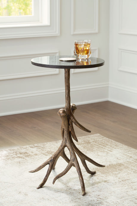 Lemkins - Accent Table - Black / Antique Gold Finish