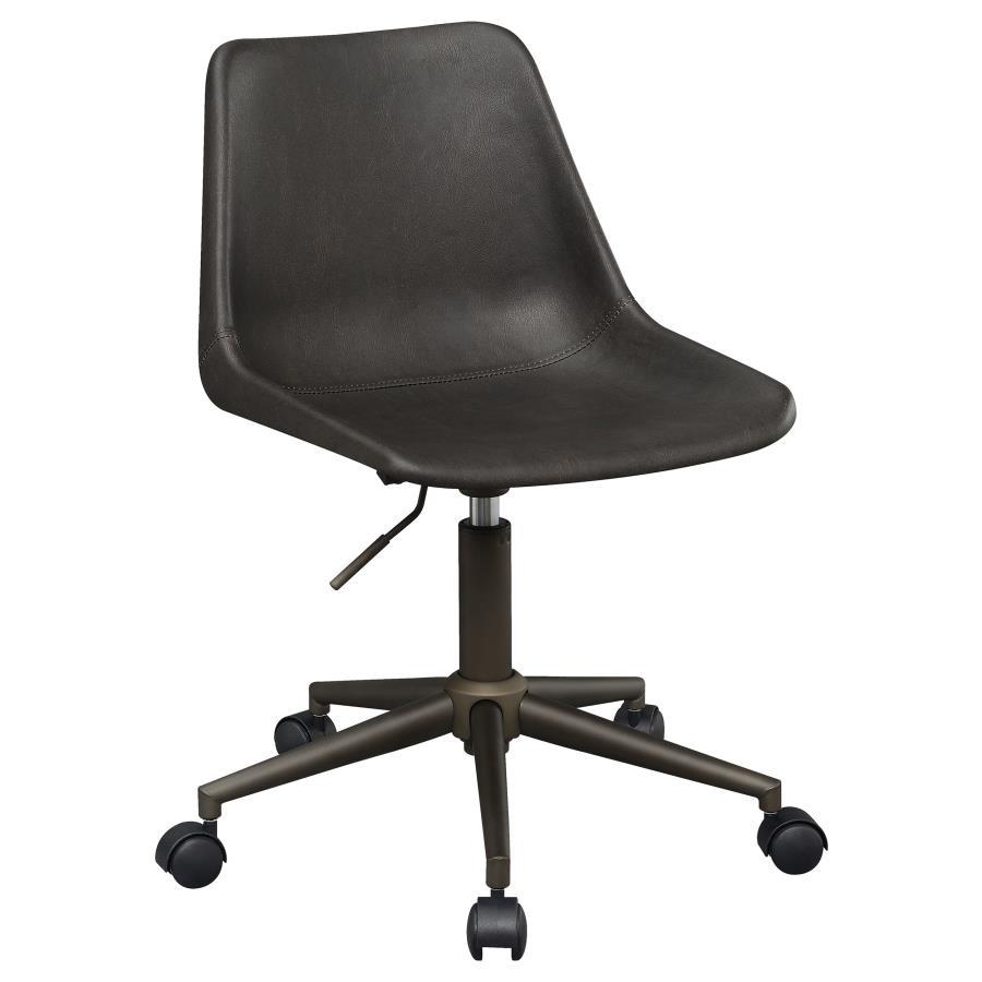 Carnell Upholstered Adjustable Home Office Desk Chair – Brown Fabric Desk Chair with Swivel Base, Caster Wheels, Ergonomic Comfort