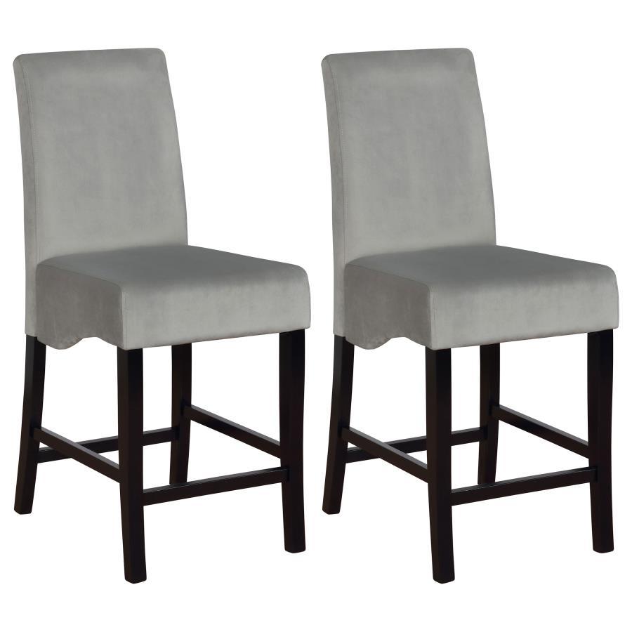 Stanton Upholstered Counter Chairs (Set of 2) - Gray Velvet, Black Rubberwood Frame, Plush Parsons-Style Chairs for Kitchen or Home Bar