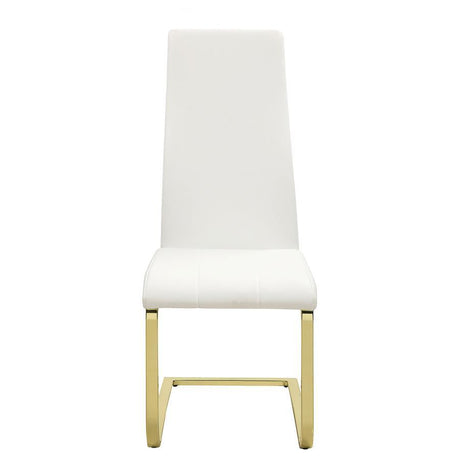 Montclair Upholstered Dining Side Chair (Set of 4) – Modern Floating Cantilever Design with White Faux Leather and Gold Metal Legs