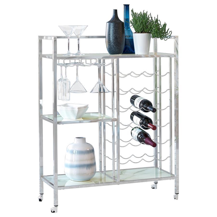 Alviso 1-Drawer Corner Home Bar Wine Cabinet – Rustic Oak Finish with Mirrored Back, Tempered Glass Shelf, Stemware Rack, and Bottle Storage
