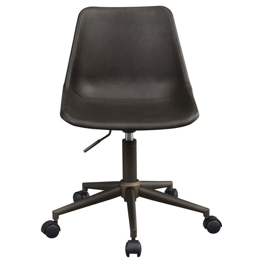 Carnell Upholstered Adjustable Home Office Desk Chair – Brown Fabric Desk Chair with Swivel Base, Caster Wheels, Ergonomic Comfort