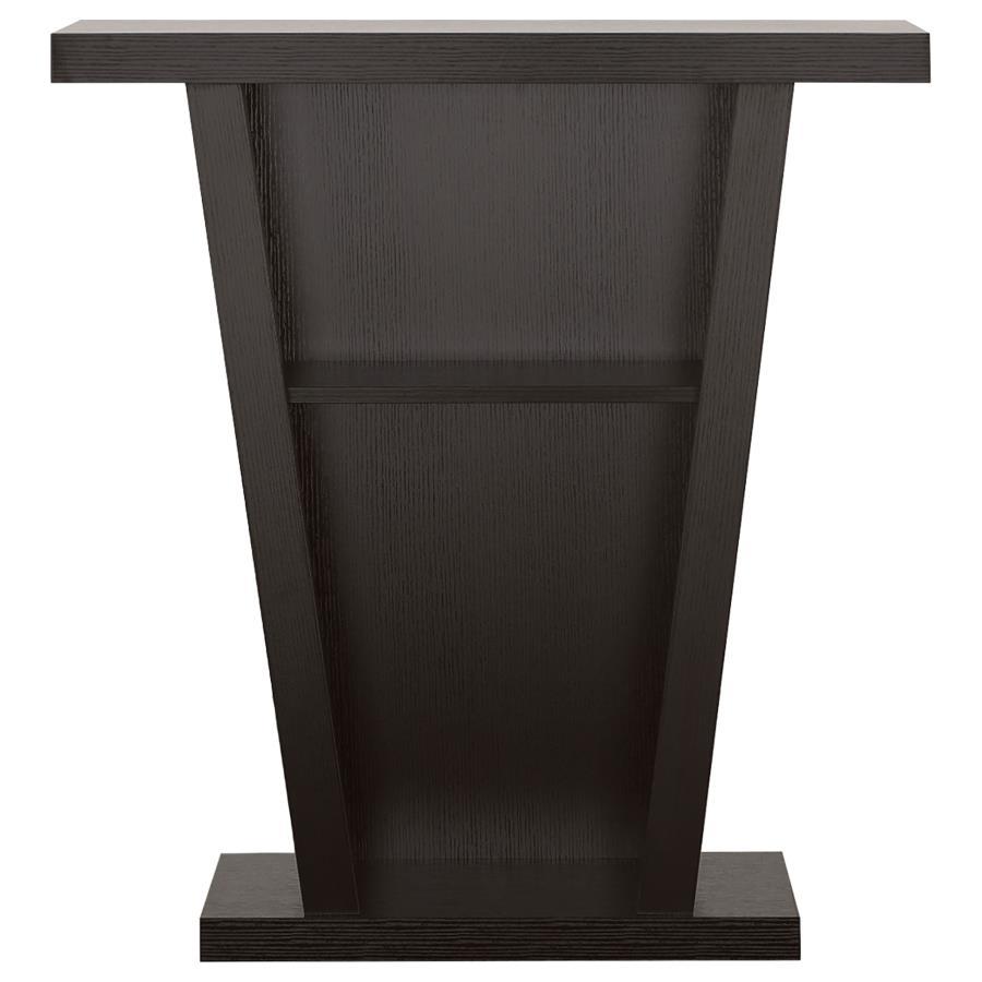 Evanna 2-Shelf Engineered Wood Console Table Cappuccino Finish, Modern Slanted Silhouette Entryway Table, Bold Display Shelf Accent Furniture