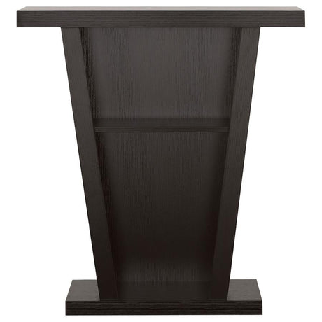 Evanna 2-Shelf Engineered Wood Console Table Cappuccino Finish, Modern Slanted Silhouette Entryway Table, Bold Display Shelf Accent Furniture