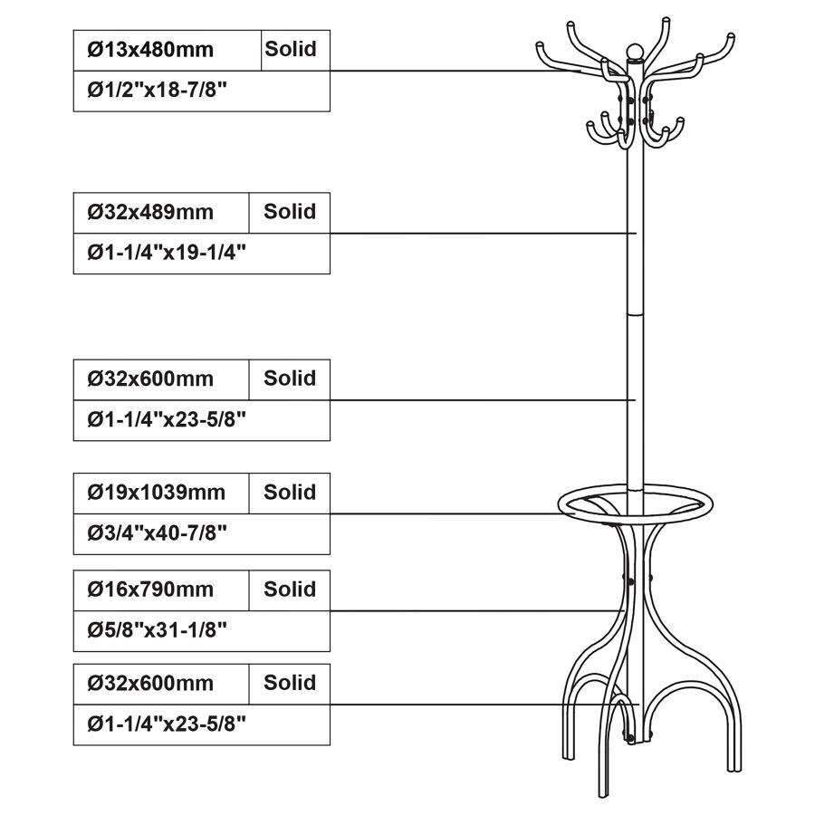 Kiefer 12-Hook Freestanding Metal Coat Rack – Black Hat Hanger, Double-Tier Hooks, Umbrella Stand, Space-Saving Entryway & Office Organizer