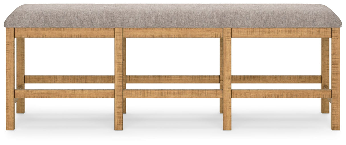 Havonplane - XL Counter Height Upholstered Dining Bench - Brown