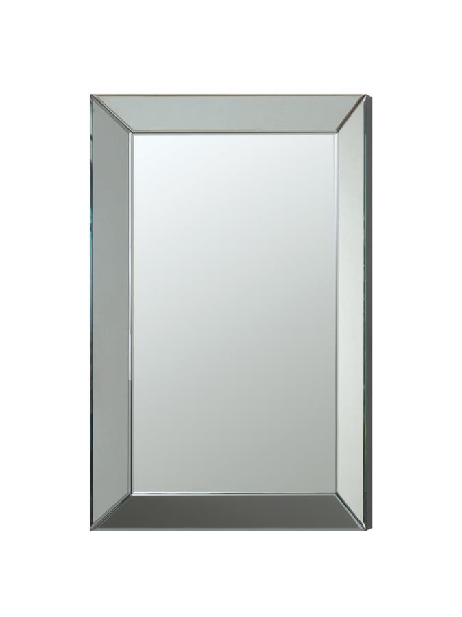 Pinciotti - Beveled Frame Wall Mirror in Silver – Rectangular All-Mirror Design for Bedroom, Entryway, Vanity, Contemporary or Transitional Decor